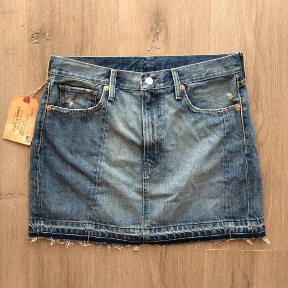 Denim Supply Ralph Lauren Frayed Denim Skirt Curti - Picture 3 of 8